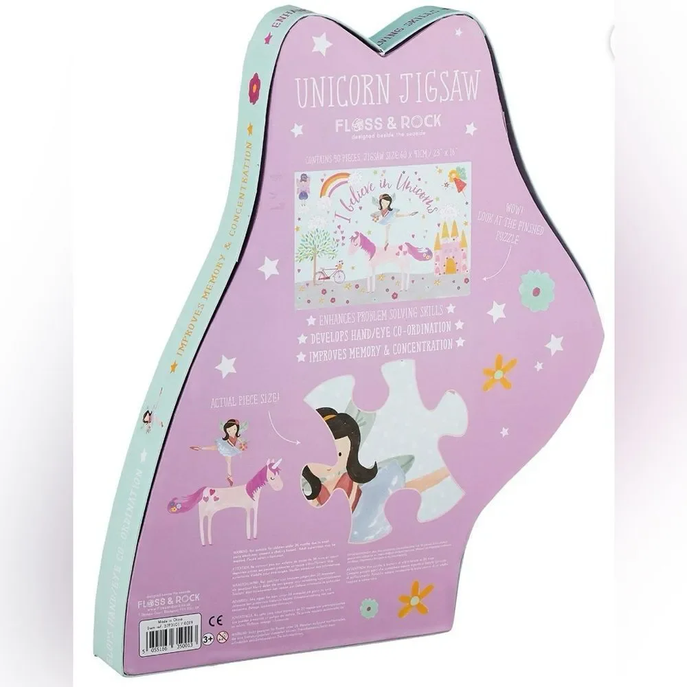 Floss & Rock Kids 40 Piece Jigsaw Puzzle Fairy Unicorn.